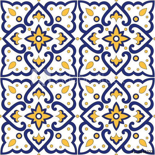 500x500 Mexican Tile Pattern Vector Seamless With Ornaments Portuguese