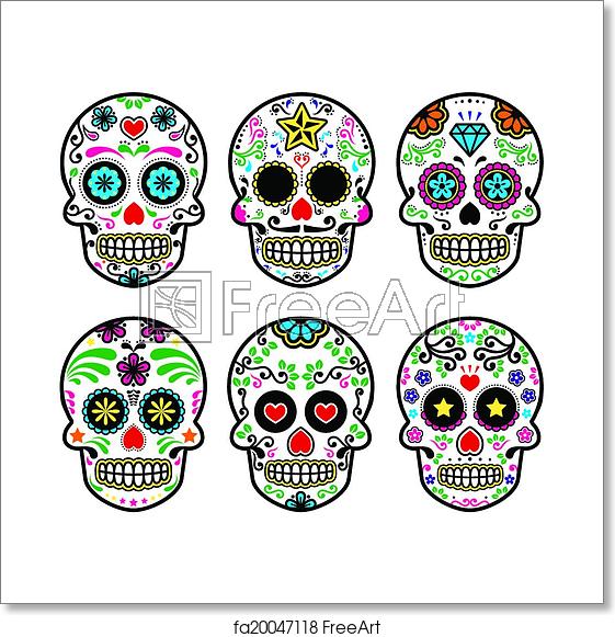 561x581 Free Art Print Of Mexican Sugar Skull Vector Icons Vector Icon