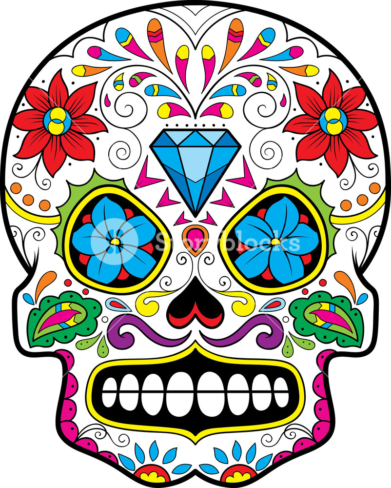 802x1000 Sugar Skull Vector Element With Flower Royalty Free Stock Image