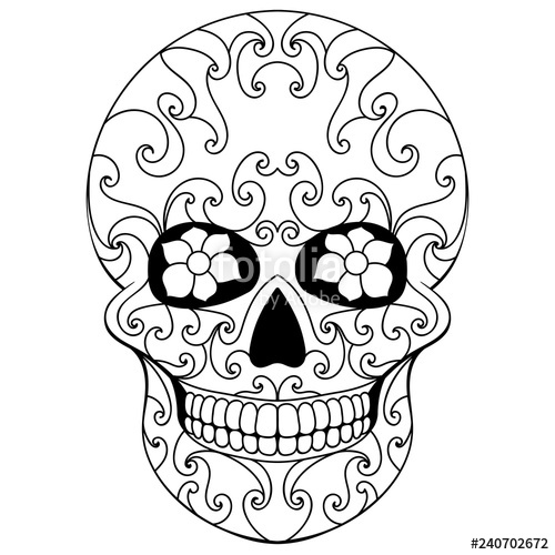500x500 Day Of The Dead Skull With Floral Ornament Mexican Sugar Skull