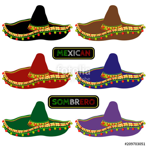 500x500 Set Of Multi Colored Mexican Sombrero Vector Illustration Stock