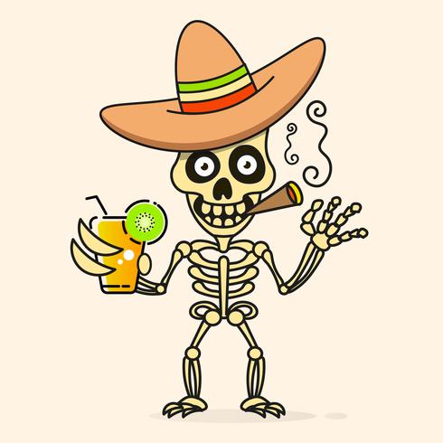490x490 Skull In The Mexican Sombrero Hat Vector