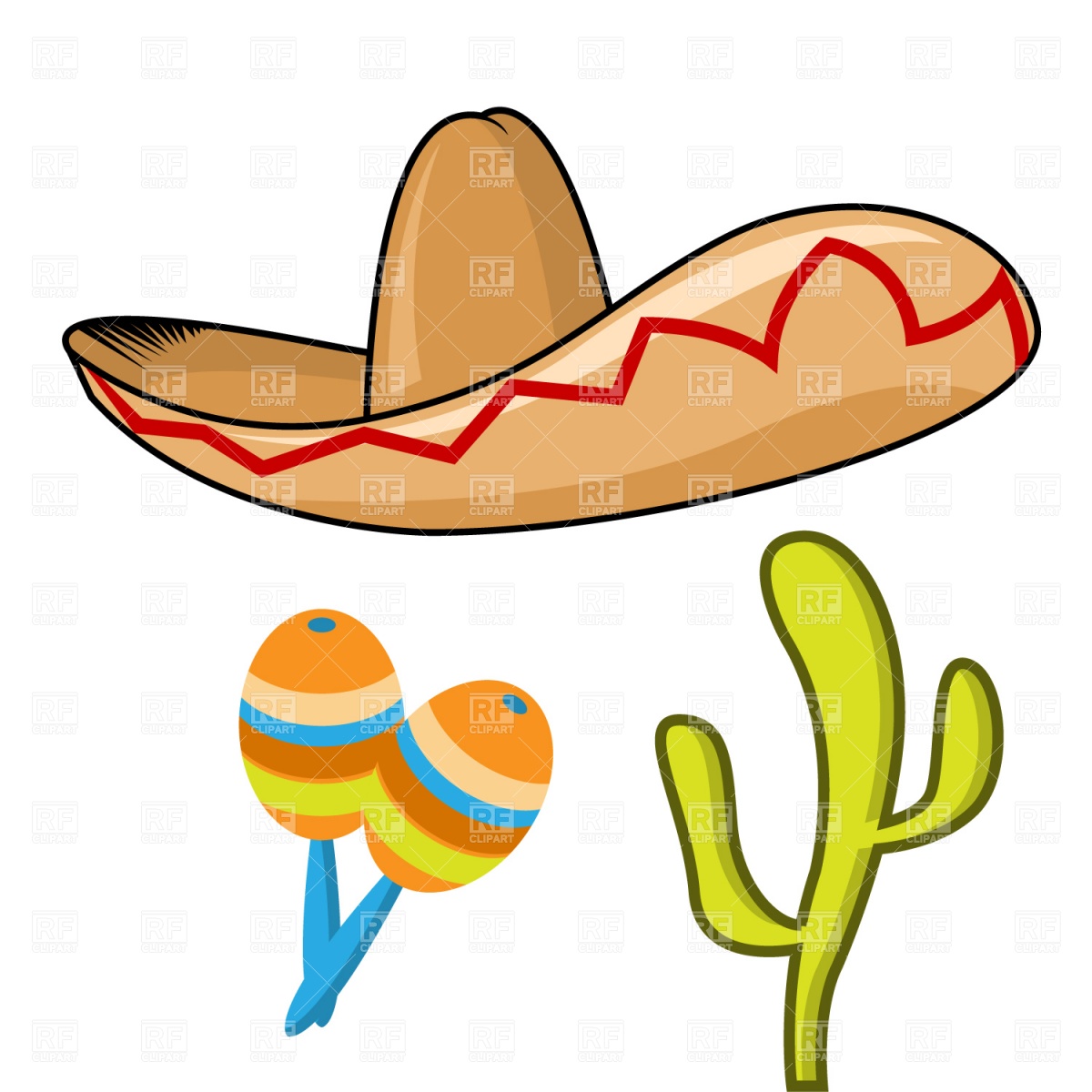 1200x1200 Sombrero, Maracas And Cactus Vector Image Of Holiday Prague