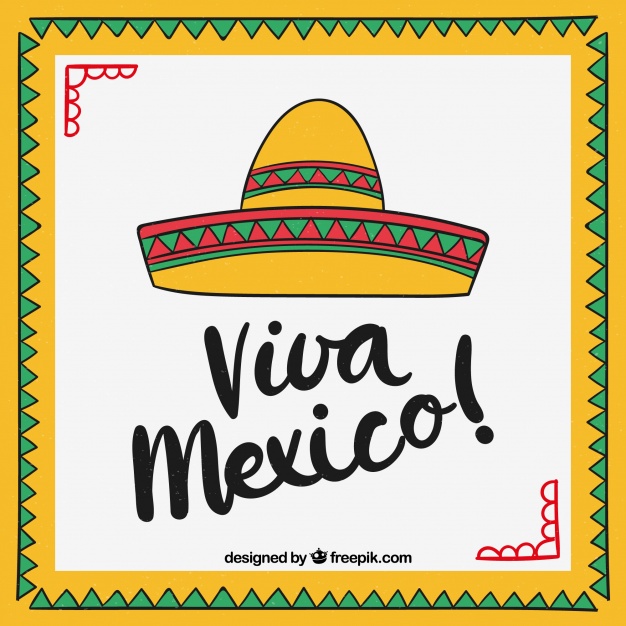 626x626 Viva Mexico Lettering Background With Sombrero Vector Free Download