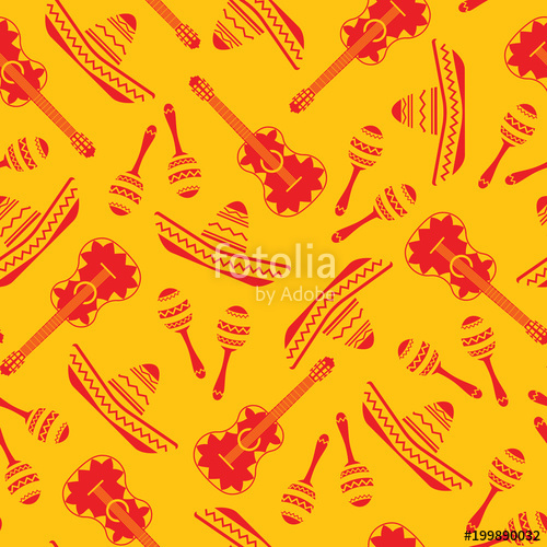 500x500 National Mexican Objects Seamless Pattern Vector Texture