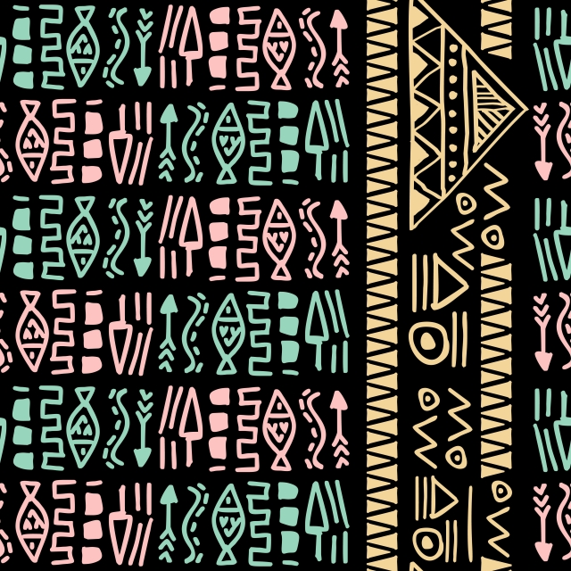 640x640 Tribal Ethnic Mexican Ethnic Doodle Aztec Seamless Pattern Vector