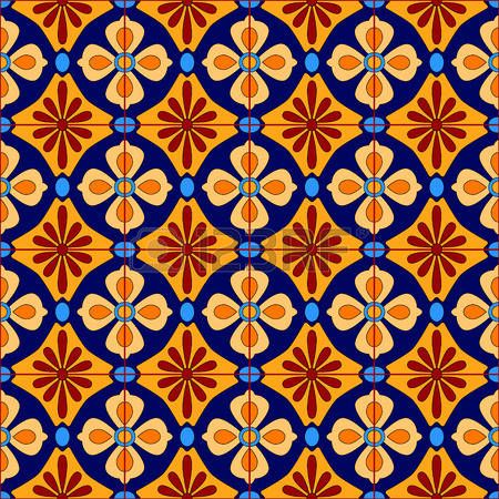 450x450 Tile Mexican Stylized Talavera Tiles Seamless Pattern In Blue