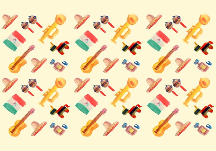 700x490 Free Watercolor Mexican Elements Vector Pattern