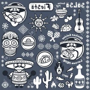 300x300 Photostock Vector Mexican Elements Set Up In A Banner Reading Viva