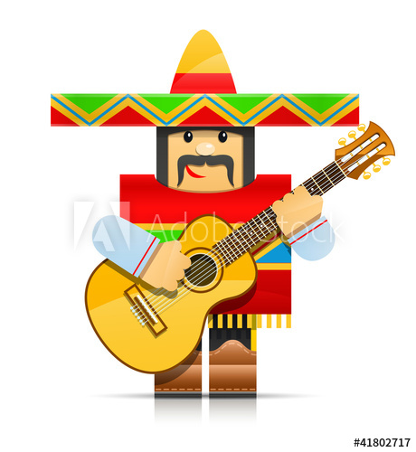 460x500 Mexicano Man Origami Toy Vector Illustration Isolated On White
