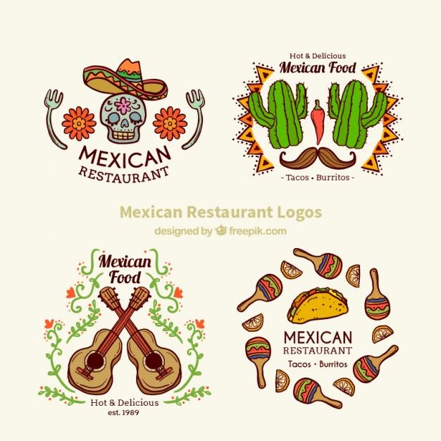 626x626 Beautiful Hand Drawn Mexican Logos Free Vector My Freepik
