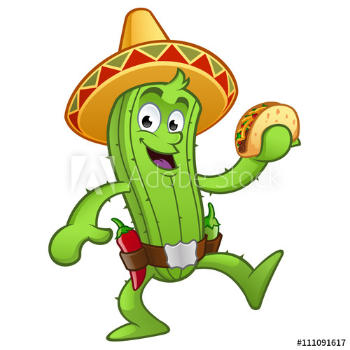 500x500 Cactus Con Un Taco Mexicano En La Mano