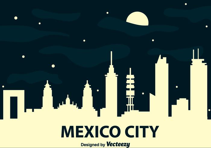 700x490 Mexico City Skyline At Night Vector