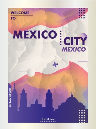 337x450 Modern Mexico City Skyline Abstract Gradient Poster Art Travel