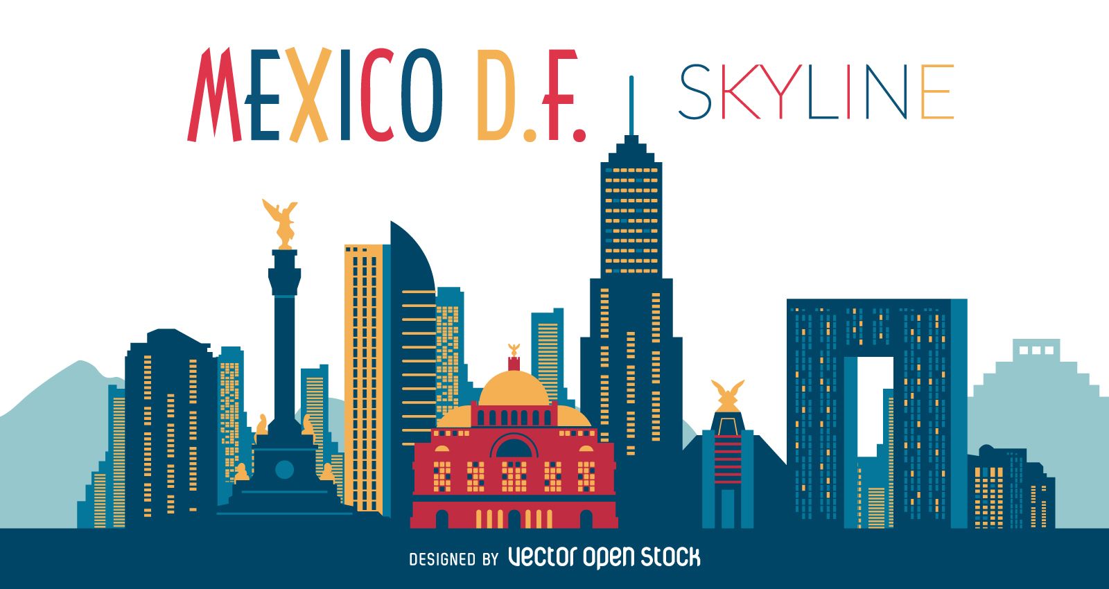 1600x850 Illustration Featuring Mexico D F Skyline With Silhouettes