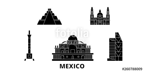 500x250 Mex Mexico City Flat Travel Skyline Set Mex Mexico City