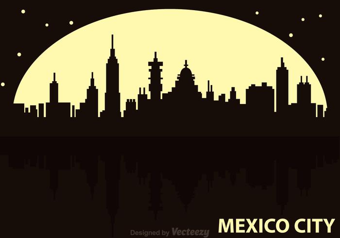 700x490 Mexico City Skyline At Night Vector