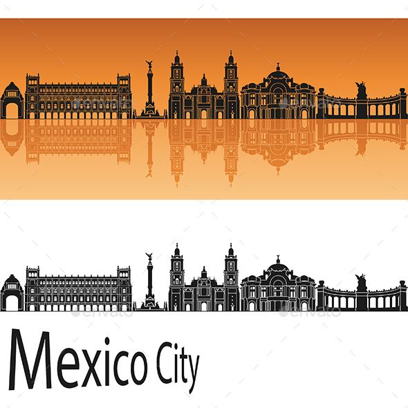 590x590 Mexico City Skyline In Orange Background In Editable Vector