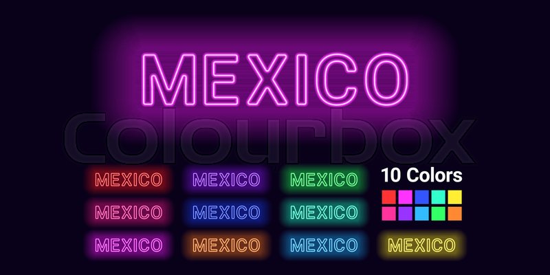 800x400 Neon Name Of Mexico City Vector Stock Vector Colourbox