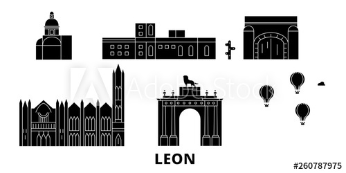 500x250 Mex Leon Flat Travel Skyline Set Mex Leon Black City