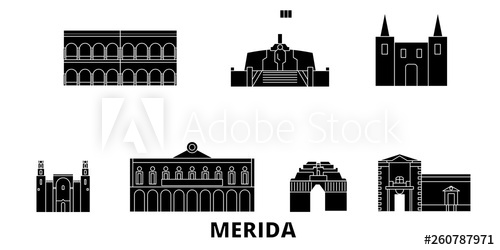 500x250 Mex Merida Flat Travel Skyline Set Mex Merida Black City