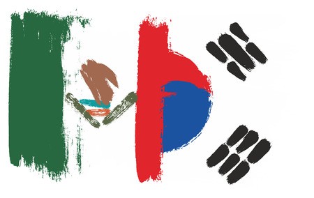 450x284 Mexico Flag Korea Republic Flag Vector Hand Painted With Rounded