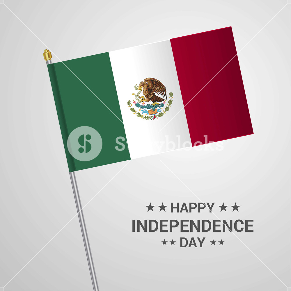 1000x1000 Mexico Independence Day Typographic Design With Flag Vector