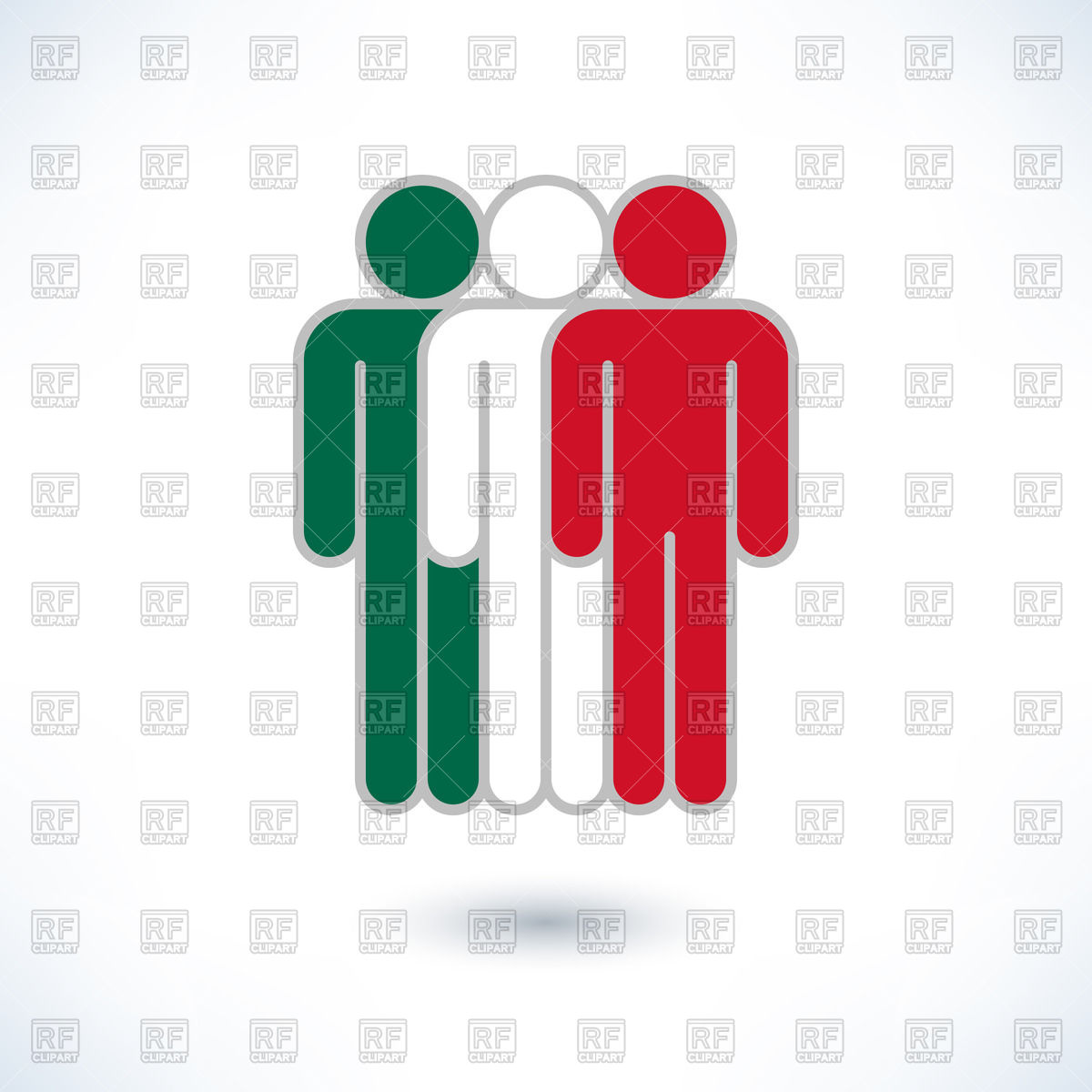 1200x1200 Pictogram Of Three Men In Colours Of Mexico Flag Vector Image