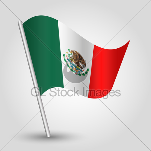 500x500 Vector Waving Simple Triangle Mexican Flag On Slanted Sil Gl