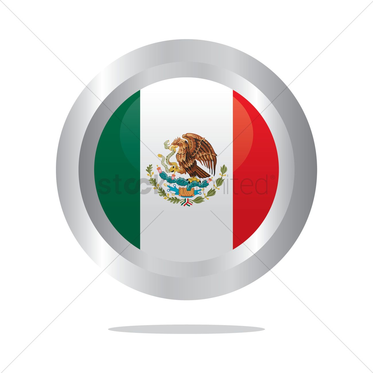 1300x1300 Free Mexico Flag Button Vector Image