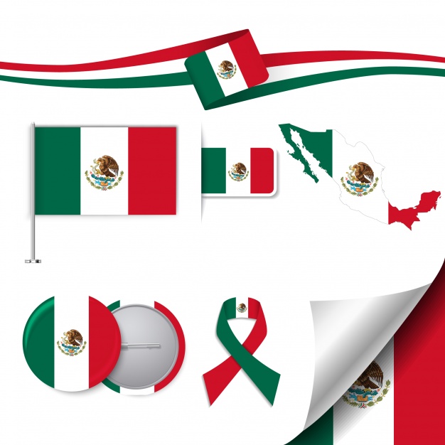 626x626 Stationery Elements Collection With The Flag Of Mexico Design