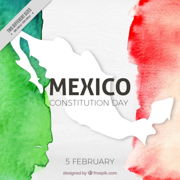 626x626 Consitution Day Background With Watercolor Mexico Flag Free Vector