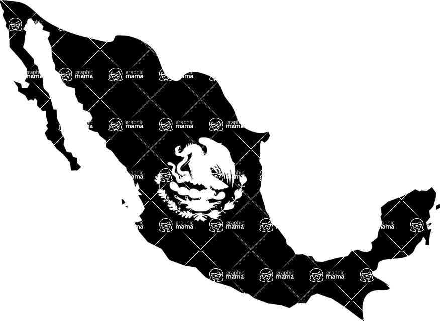 876x640 Mexico Map And Coat Of Arms Silhouette Graphicmama