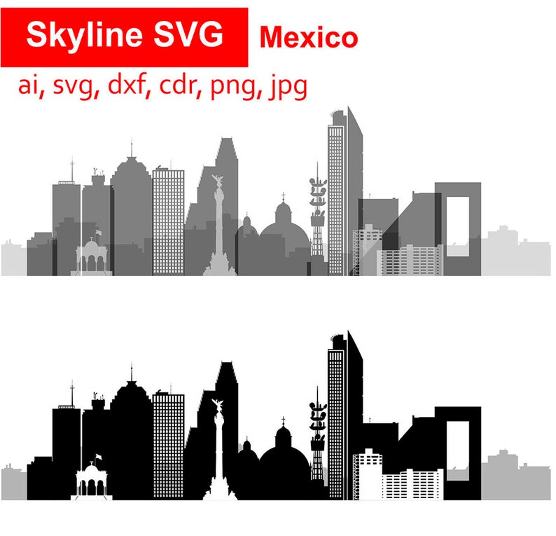 794x765 Mexico Vector Skyline Mexico City Silhouette Dxf Etsy