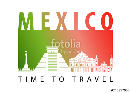 500x354 Mexico Famous Landmark Silhouette Style,vector Illustration Stock