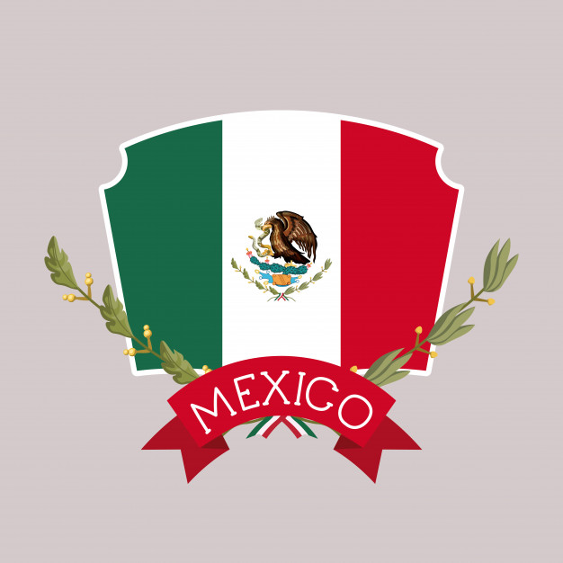 626x626 Mexico Insignia Flag With Ribbon In Colorful Silhouette Vector