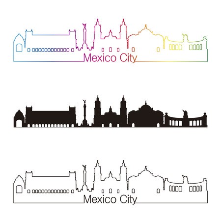 450x450 Mexico Skyline And Landmarks Silhouette, Black And White Design
