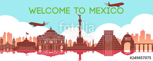 500x200 Famous Landmark Of Mextravel Destination,silhouette Design