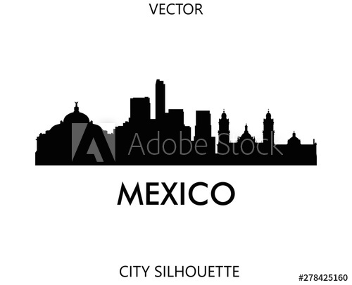500x405 Mexico Skyline Silhouette Vector Of Famous Places