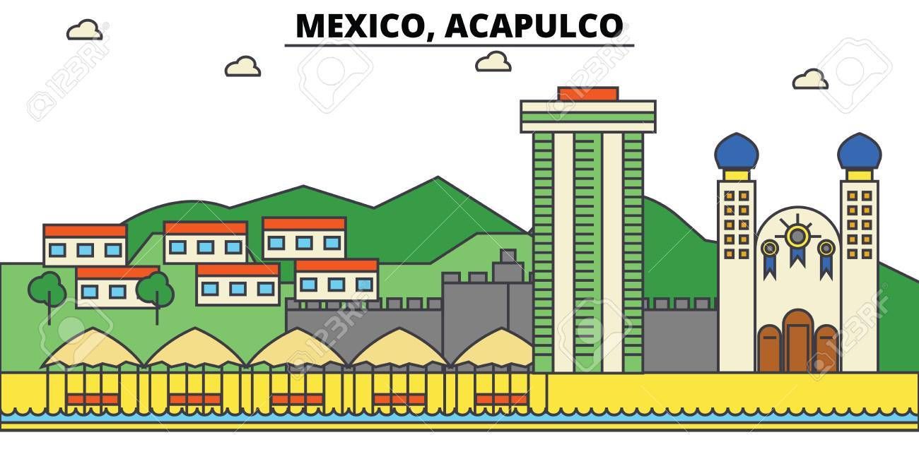 1300x650 Landscape Silhouette Vector Free Luxury Mexico Acapulco City
