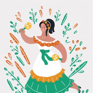 300x300 Mexican Lady Dancer In Traditional Costume Vector Newwaysys