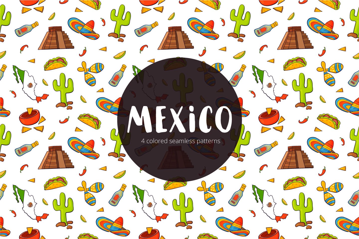 1440x960 Mexico Free Vector Seamless Pattern