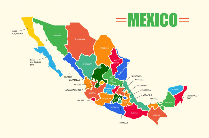 862x570 Mexico Map Vector Design