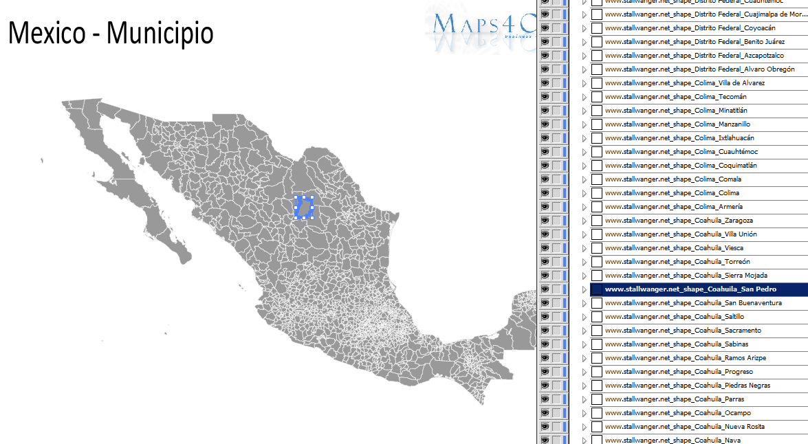1175x646 Mexico Municipio Map Vector