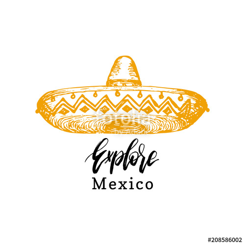500x500 Handwritten Phrase Explore Mex Vector Illustration Of Mexican