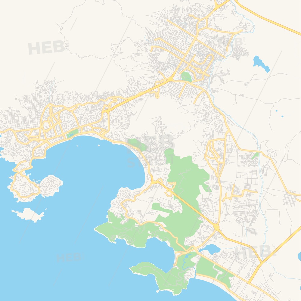 1000x1000 Empty Vector Map Of Acapulco, Guerrero, Mexico Hebstreits Sketches