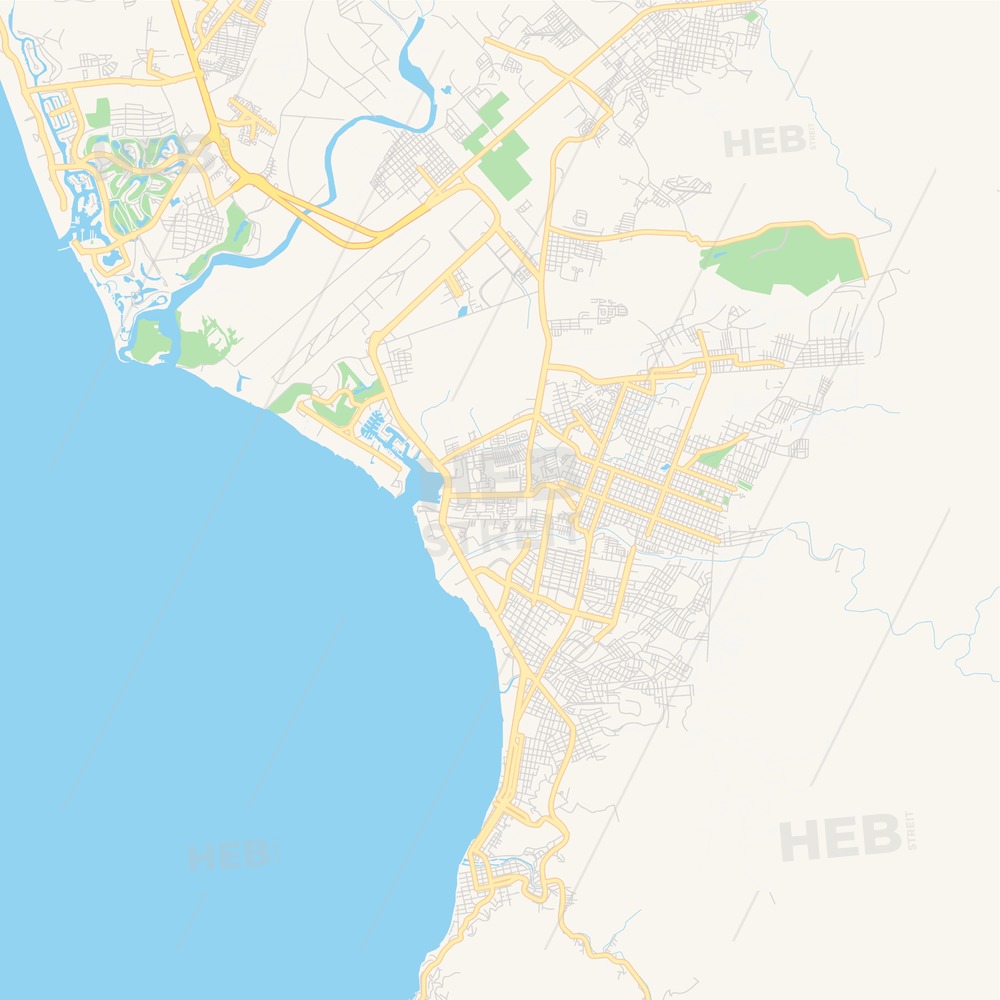 1000x1000 Empty Vector Map Of Puerto Vallarta, Jalisco, Mexico Hebstreits