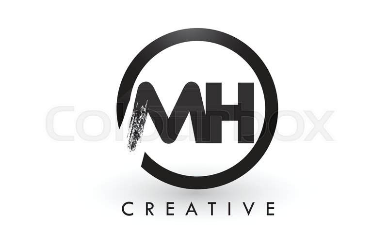 800x508 Mh Brush Letter Logo Design With Black Stock Vector Colourbox