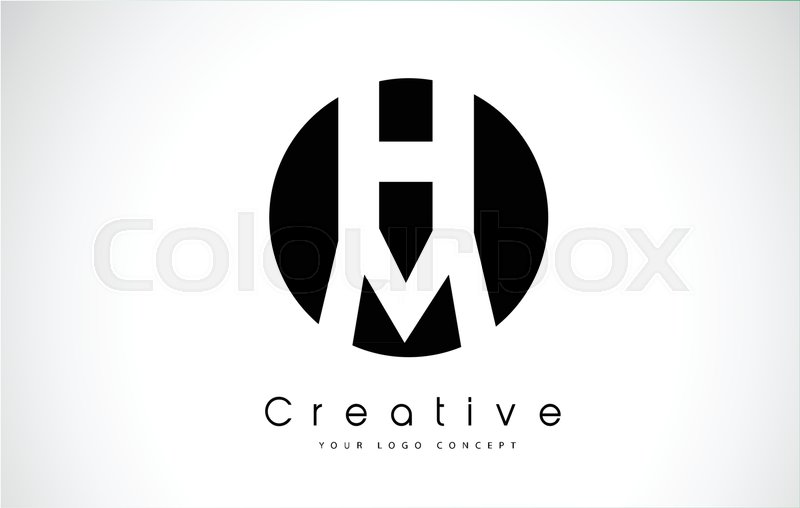 800x508 Mh Letter Logo Design Inside A Black Stock Vector Colourbox