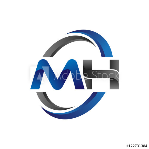 500x500 Simple Modern Initial Logo Vector Circle Swoosh Mh